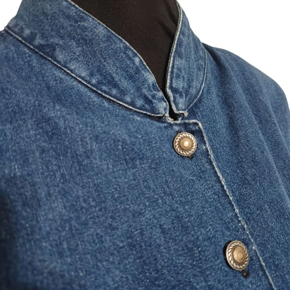Vintage Waco Denim Outfit Womens Size 4 XS S Blue Jean Long Full Skirt Jacket